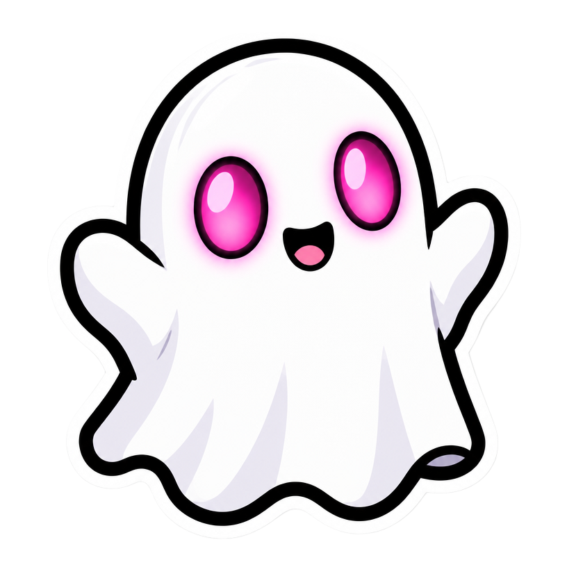 Pink-eyed ghost sticker